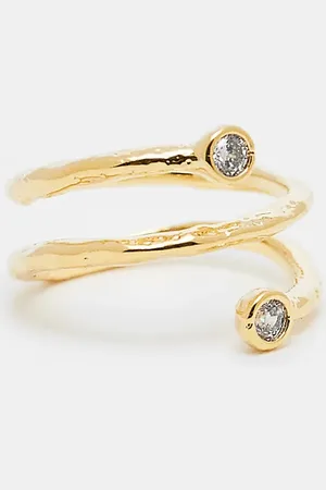 Orelia Plated molten crystal wrap ring in pale