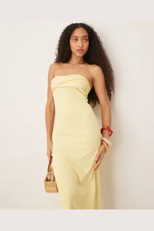 ASOS Twist bandeau midi dress in buttermilk