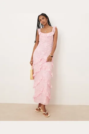 Pretty Lavish Ruffle jacquard maxi dress in posie