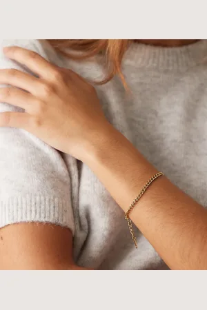 LOST SOULS Stainless steel 18ct plated 4mm curb chain bracelet