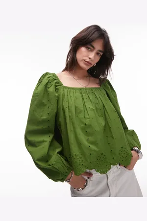 Topshop Cutwork long sleeve top in