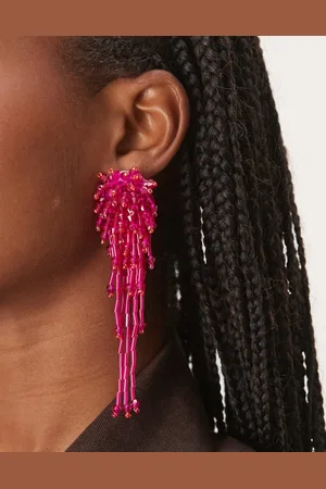 ASOS Stud beaded waterfall earrings in hot