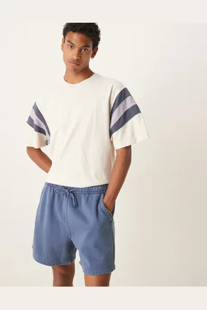 Abercrombie & Fitch Fleece drawstring shorts in vintage indigo