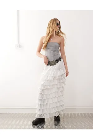 Weekday Frill hem maxi skirt in