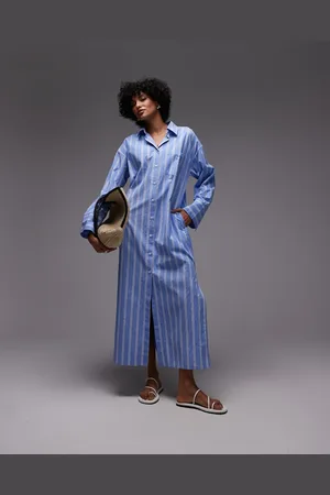 ARKET Maxi shirt dress with panelled sleeves and side splits in