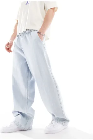 Bershka Tie waist striped baggy jean in