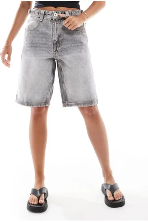Bershka Adjustable waist baggy longline shorts in