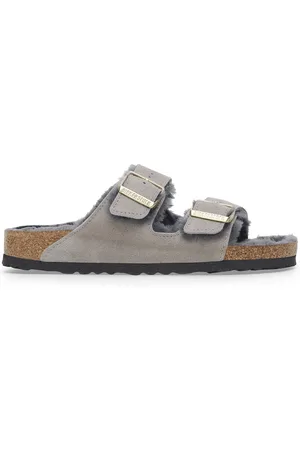 Birkenstock Arizona Shearling Suede Leather/Fur Stone Coin