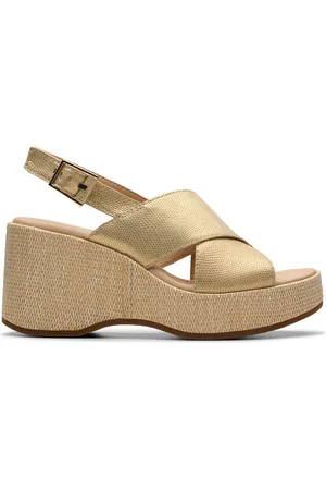 Clarks Womens Manon Wish, Gold Leather