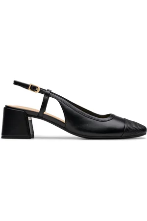 Clarks Womens Nyta 45 Sling Black Combination Leather, Black Combination Leather