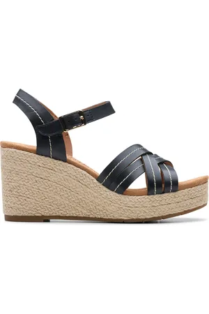 Clarks Womens Sabina Strap Black Leather, Black Leather