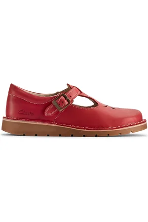 Clarks Joyful Skip Kid., Red Leather