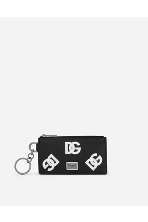 Dolce & Gabbana Men Wallets - Wallets and Small Leather Goods - Calfskin card holder with all-over DG print and ring male OneSize
