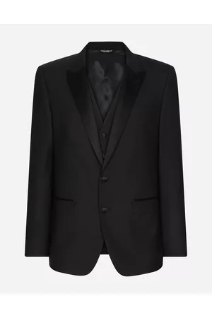 Dolce & Gabbana Men Suits - Wool And Silk Three-piece Martini-fit Tuxedo Suit - Man Suits And Blazers 56