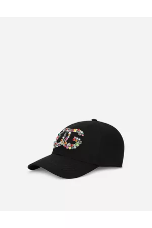 Dolce & Gabbana Men Hats - Baseball Cap With Crystal-embellished Dg Logo - Man Hats And Gloves 58