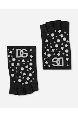 Dolce & Gabbana Women Gloves - Nappa Leather Gloves With Embellishment And Dg Logo - Woman Hats And Gloves 7/2
