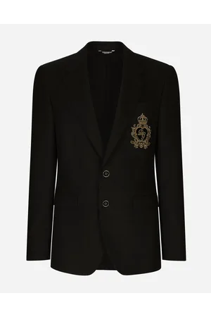 Dolce & Gabbana Single-breasted Wool And Cashmere Jacket With Dg Patch - Man Suits And Blazers Wool 48