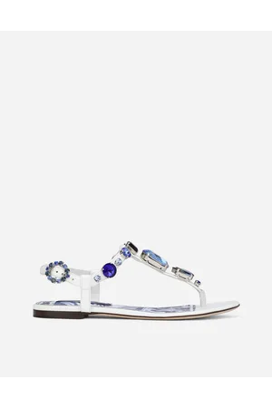 Dolce & Gabbana Patent Leather Thong Sandals With Embroidery - Woman Flat Shoes 35