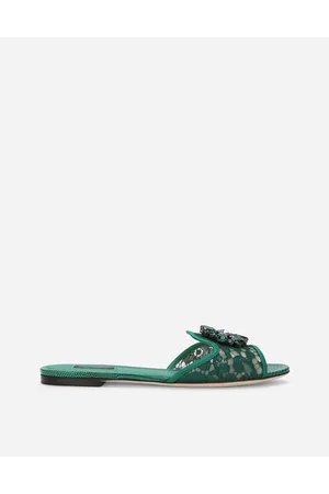 Dolce & Gabbana Slippers In Lace With Crystals - Woman Slides And Mules 39