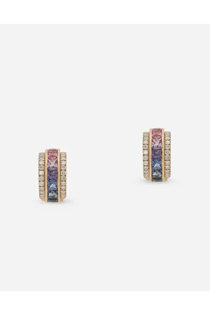 Dolce & Gabbana Rainbow Earrings In Yellow 18kt With Multicolor Sapphires And Diamonds - Man Watches&jewelry Onesize