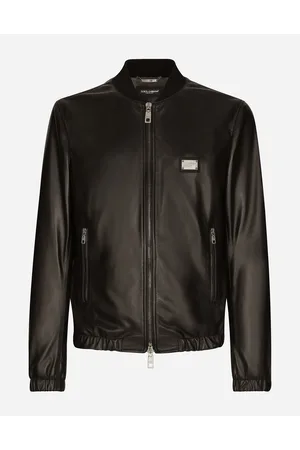 Dolce & Gabbana Leather Jacket With Branded Tag - Man Coats And Jackets Leather 44
