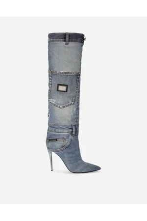 Dolce & Gabbana Patchwork Denim Boots - Woman Boots And Booties Denim 35