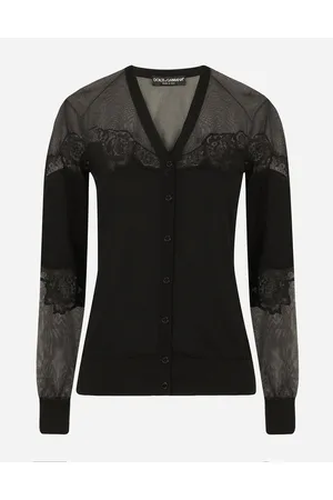 Dolce & Gabbana Cashmere, Tulle And Silk Cardigan With Lace - Woman Sweaters And Cardigans 46
