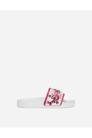 Dolce & Gabbana Printed Calfskin Beach Slides - Woman Shoes (24-38) Fuchsia Leather 28