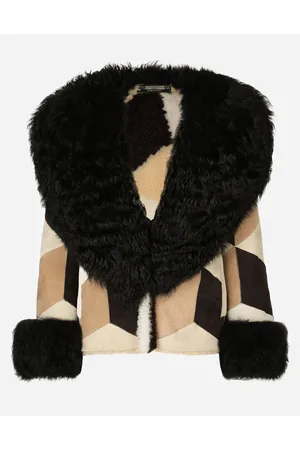 Dolce & Gabbana Short Heavy Jacket In Sheepskin Patchwork - Woman Coats And Jackets Multi-colored Leather 40