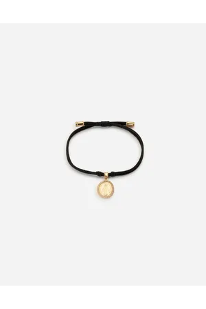 Dolce & Gabbana Fabric Devotion Bracelet With Yellow And White Gold Pendant Charm With Diamonds - Man Bracelets M