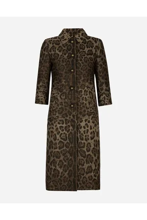 Dolce & Gabbana Single-breasted Wool Jacquard Coat With Leopard Design - Woman Coats And Jackets Animal Print Wool 38