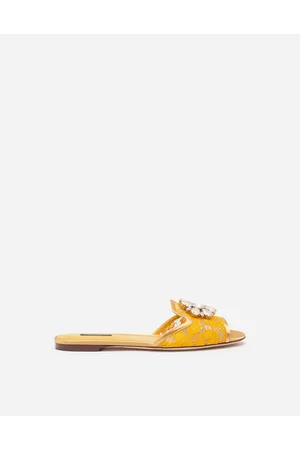 Dolce & Gabbana Slippers In Lace With Crystals - Woman Slides And Mules Lace 35