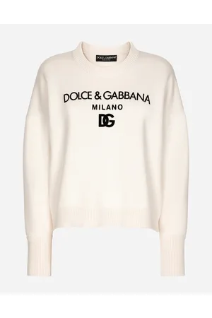 Dolce & Gabbana Cashmere Sweater With Flocked Dg Logo - Woman Sweaters And Cardigans 36