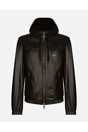 Dolce & Gabbana Leather Jacket With Hood And Branded Tag - Man Coats And Jackets Leather 44