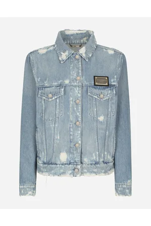 Dolce & Gabbana Denim Jacket With Branded Plate - Woman Denim And Jeans Multi-colored Cotton 40