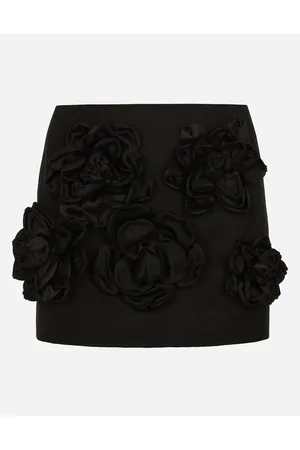 Dolce & Gabbana Short Ottoman Skirt With Floral Appliqué - Woman Skirts Cotton 36