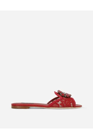Dolce & Gabbana Slippers In Lace With Crystals - Woman Slides And Mules 39