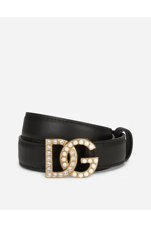 Dolce & Gabbana Calfskin Belt With Dg Logo With Rhinestones And Pearls - Woman Belts Multi-colored Leather 65