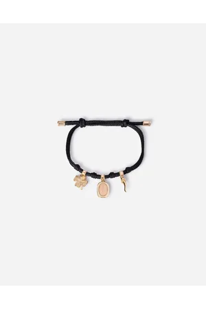 Dolce & Gabbana Fabric Devotion Bracelet With Yellow And Red Gold Pendant Charm - Man Bracelets M