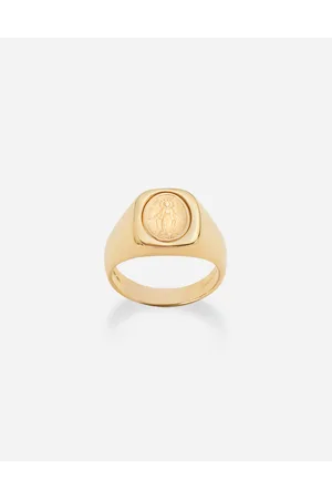 Dolce & Gabbana Devotion Yellow And Red Gold Ring With Oval Virgin Mary Medal With A Vintage Look - Man Rings 62