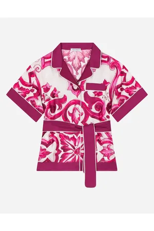 Dolce & Gabbana Twill Shirt With Yellow Majolica Print - Woman Shirts And Tops Fuchsia Silk 3 Years