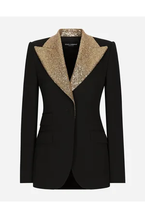 Dolce & Gabbana Single-breasted Wool Turlington Jacket With Sequined Lapels - Woman Blazers Wool 36