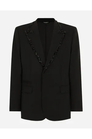 Dolce & Gabbana Sicilia Single-breasted Tuxedo Jacket With Rhinestones - Man Suits And Blazers Black Wool 46
