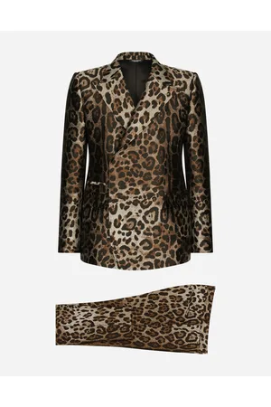 Double-breasted wool Sicilia-fit suit with leopard print in