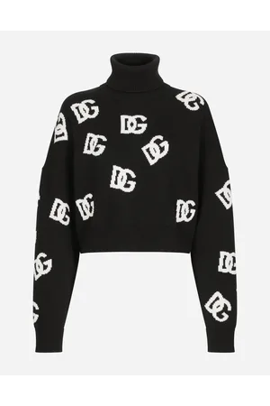 Dolce & Gabbana Cropped Wool Sweater With Dg Logo Inlay - Woman Sweaters And Cardigans Multi-colored 36