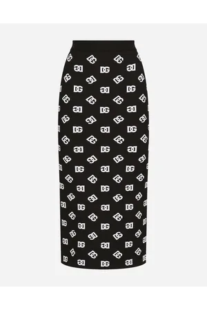 Dolce & Gabbana Viscose Pencil Skirt With Jacquard Dg Logo - Woman Skirts Multi-colored 36
