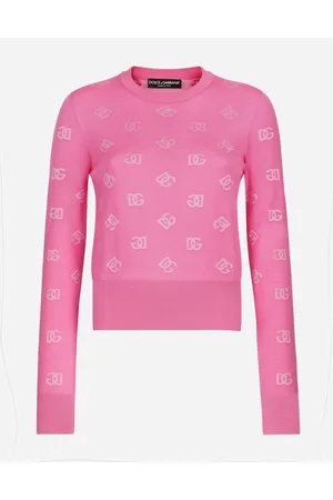 Dolce & Gabbana Wool And Silk Jacquard Sweater With Tonal Dg Logo - Woman Sweaters And Cardigans 36