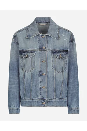 Dolce & Gabbana Denim Jacket With Branded Plate - Woman Denim And Jeans Multi-colored 36