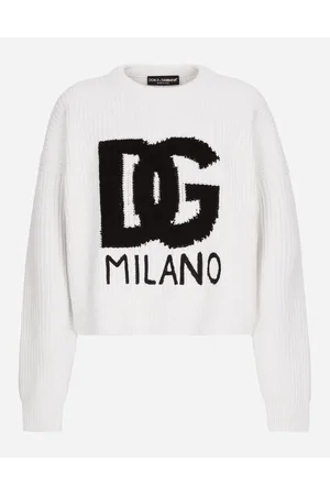 Dolce & Gabbana Ribbed Wool Sweater With Dg Logo - Woman Sweaters And Cardigans 38