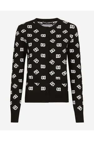 Dolce & Gabbana Viscose Cardigan With Jacquard Dg Logo - Woman Sweaters And Cardigans Multi-colored 36